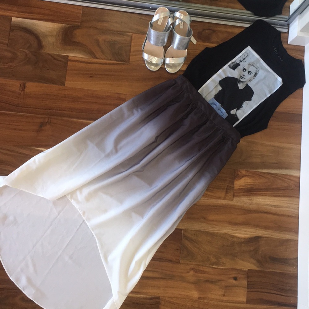 Grey/white Ombre High Low Skirt